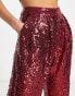 ASOS DESIGN sequin slouchy trouser in ruby