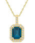 ფოტო #1 პროდუქტის London Blue Topaz (2 Ct. T.W.) and Diamond (1/4 Ct. T.W.) Halo Pendant Necklace in 14K Yellow Gold