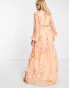 Фото #2 товара Hope & Ivy cut-out balloon sleeve maxi dress in peach and ochre floral