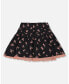 ფოტო #1 პროდუქტის Little Girls Printed Flowers Flare Viscose Skirt Black - Toddler|Child