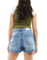 Фото #8 товара Stradivarius double waist denim skort in light wash