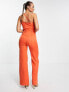 Фото #2 товара Extro & Vert asymmetric strappy jumpsuit with wide leg in rust