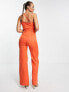 Extro & Vert asymmetric strappy jumpsuit with wide leg in rust