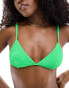 Miss Selfridge crinkle triangle bikini top in bright green