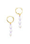 ფოტო #2 პროდუქტის 18K Gold Plated Freshwater Pearls with Purple Glass Beads - Taro Earrings For Women