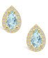 Aquamarine (1-3/8 ct. t.w.) and Diamond (1/3 ct. t.w.) Halo Stud Earrings in 14K Yellow Gold