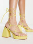 Фото #1 товара Urban Revivo tie up black heeled sandals in lemon yellow