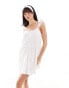 Wednesday's Girl ruffle sleeve tiered broderie mini dress in white