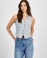 ფოტო #1 პროდუქტის Women's Button-Front V-Neck Vest, Created for Macy's