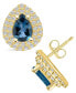 ფოტო #1 პროდუქტის London Topaz (1-3/4 ct. t.w.) and Diamond (5/8 ct. t.w.) Halo Stud Earrings in 14K Yellow Gold