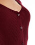 Simmi knitted longline cardigan co-ord in burgundy