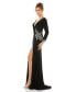 Фото #3 товара Women's Ieena Floral Embellished Faux Wrap Jersey Gown