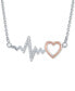 ფოტო #1 პროდუქტის Diamond Accent Heartbeat Heart Pendant Necklace in Sterling Silver & 14k Rose Gold-Plate, 16" + 2" extender