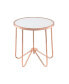 Alivia End Table in Rose Gold & Frosted Glass