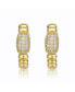 Фото #2 товара Teens Sterling Silver 14k Gold Plated with Cubic Zirconia Scalloped Huggie Hoop Earrings