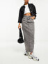 ASOS DESIGN denim maxi skirt with split hem in washed grey