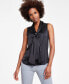 Фото #1 товара Women's Tie-Neck Sleeveless Satin Blouse, Created for Macy's