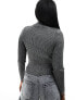 Фото #5 товара Mango high neck lurex cropped jumper in grey