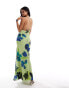 ASOS DESIGN one shoulder maxi dress with open back in abstract floral print