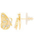 Gold Plated Cubic Zirconia Butterfly Stud Earrings