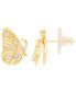 ფოტო #2 პროდუქტის Gold Plated Cubic Zirconia Butterfly Stud Earrings