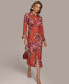 Фото #7 товара Donna Karan Women's Floral-Print Button-Front Dress