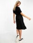 Фото #4 товара Pieces tie waist midi shirt dress in black