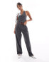 Фото #1 товара ONLY tailored straight trousers co-ord in dark grey