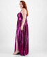 Фото #3 товара Trendy Plus Size Sweetheart-Neck Foil-Knit Gown