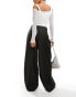 COLLUSION wide leg baggy tailored trousers in dark khaki