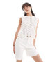 Фото #1 товара ONLY pointelle knitted tank top in cream