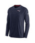 Фото #3 товара Men's Navy New England Patriots 2022 Sideline Coach Chevron Lock Up Performance Long Sleeve V-Neck T-shirt