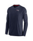 Men's Navy New England Patriots 2022 Sideline Coach Chevron Lock Up Performance Long Sleeve V-Neck T-shirt