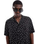 ASOS DESIGN relaxed revere shirt with polka dot print in black