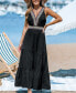 Women's Black Boho Sleeveless V-Neck Maxi Beach Dress