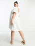ASOS DESIGN Curve broderie mini smock dress with curve seam in white