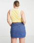 Фото #2 товара DTT Plus Clara high waisted stretch denim skirt in mid blue