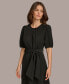 Donna Karan Women's Puff-Sleeve Belted A-Line Dress