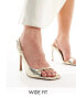 Фото #2 товара ASOS DESIGN Wide Fit Netty mini buckle detail barely there heeled sandals in gold