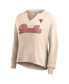 Women's Tan Distressed Chicago Bulls Go For It Long Sleeve Notch Neck T-shirt