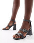 RAID Neesha block heeled sandals with buckles in grey