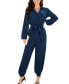 Фото #1 товара Women's Midnight Belted Jogger Jumpsuits