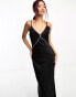 Фото #2 товара Ever New diamante strap maxi dress in black