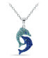 ფოტო #1 პროდუქტის Crystal Two Dolphin Pendant Sterling Silver Necklace