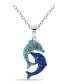 Crystal Two Dolphin Pendant Sterling Silver Necklace