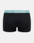 Jack & Jones 7 pack trunks in black with multi colour waistband