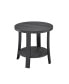 Contemporary Round Wood Shelf End Table in Charcoal Finish