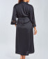 Фото #2 товара Plus Size Silky Stretch Satin Long Robe with Lace Trims
