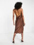 Фото #2 товара ASOS DESIGN one shoulder satin midi dress with drape bodice detail