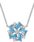 ფოტო #1 პროდუქტის Blue & White Topaz Cluster 17" Pendant Necklace (2-3/5 ct. t.w.) in Sterling Silver
